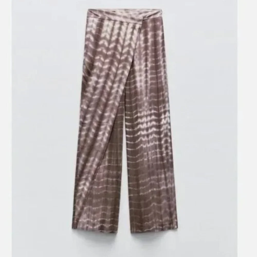 NWT ZARA Tie-Dye Wrap Trousers Bloggers Fave Linen Blend XL